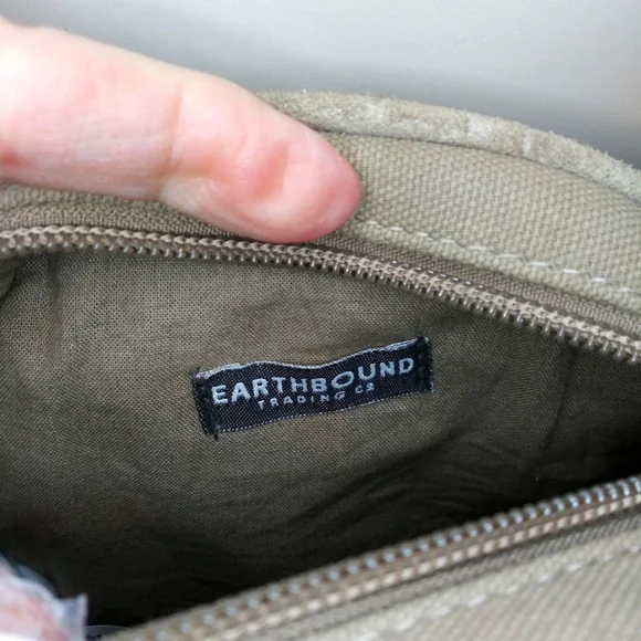 Earthbound Trading Co. Boho Tan Canvas & Studded Suede Fringed Crossbody Purse - Picture 10 of 13